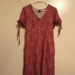 NWT Red & white floral button front midi dress